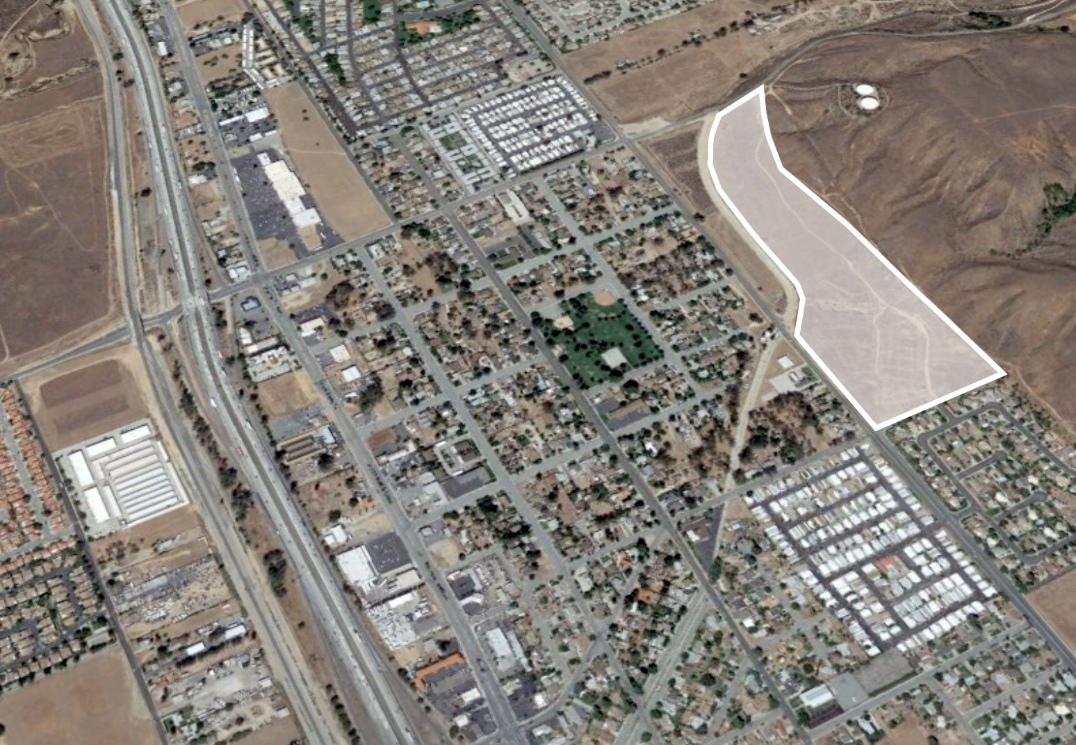 Aerial image of plots of land in Banning, CA